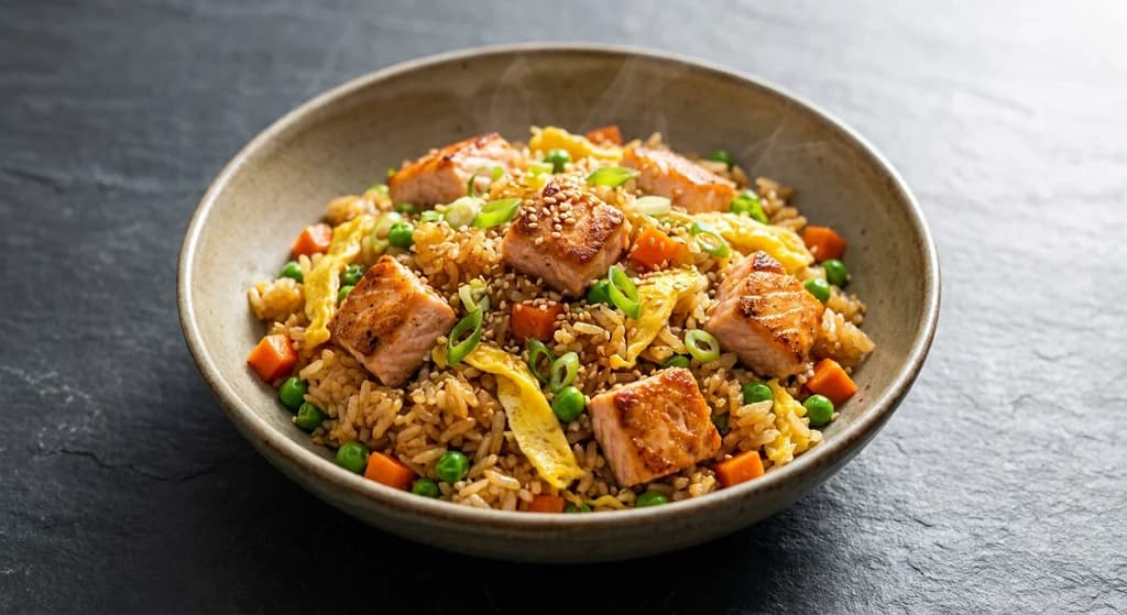 Salmon Fried Rice with Peas