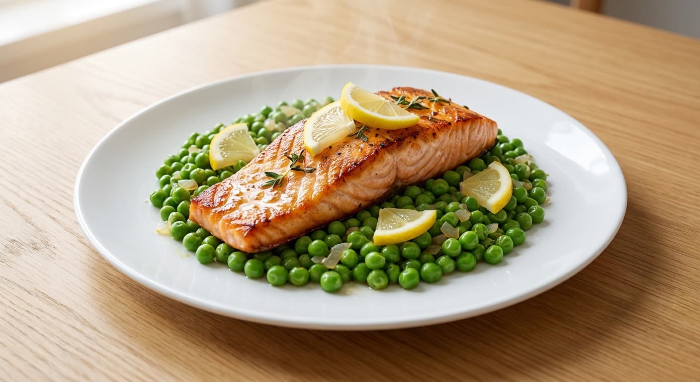 Salmon with Peas and Lemon