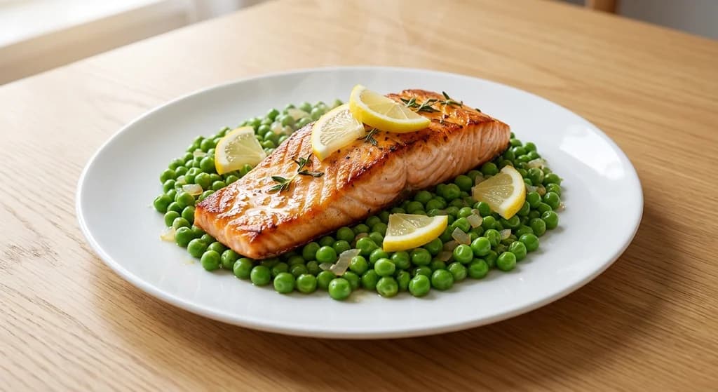 Salmon with Peas and Lemon