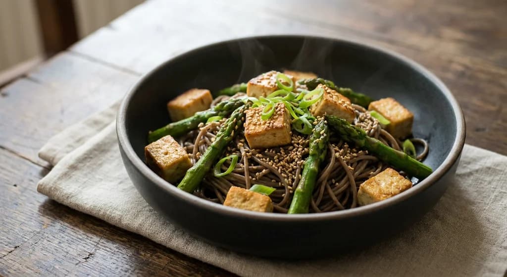 Sesame Tofu & Asparagus Soba Bowl