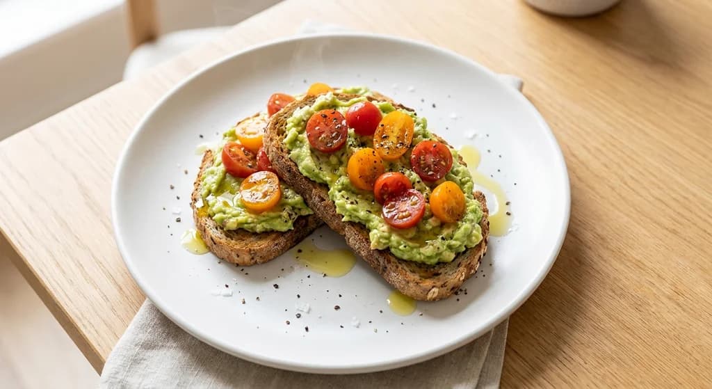 Smashed Avocado Toast with Cherry Tomatoes