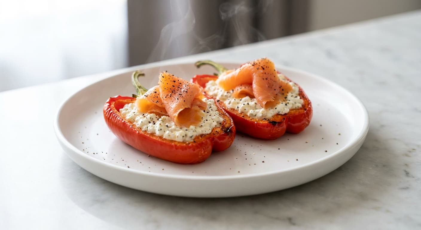Smoked Salmon & Cottage Cheese Stuffed Capsicum