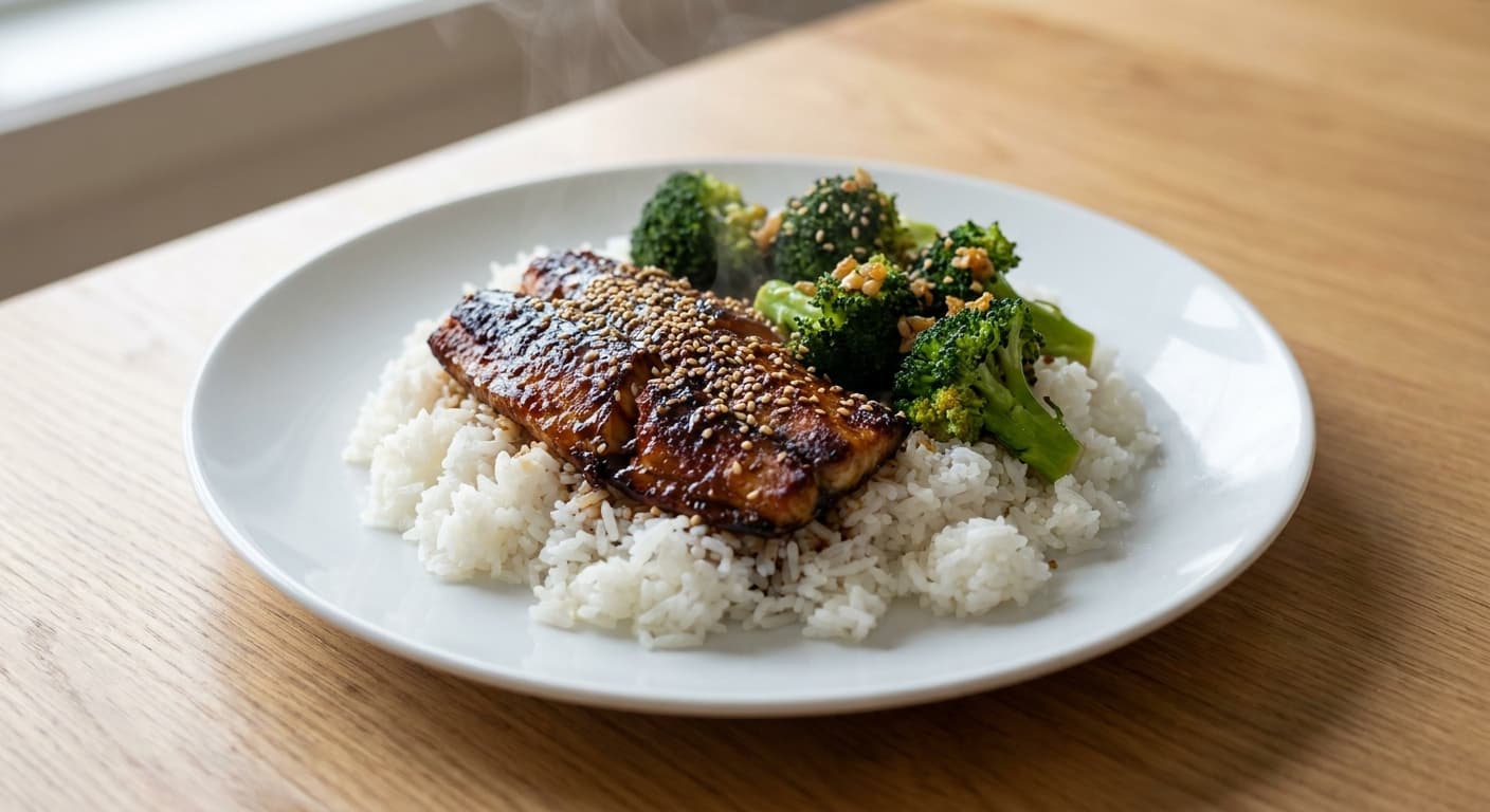 Soy-Ginger Flathead with Garlic Broccoli
