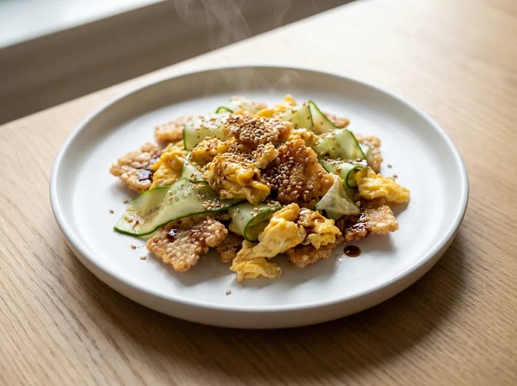 Spicy Korean Egg & Cucumber Rice Cakes