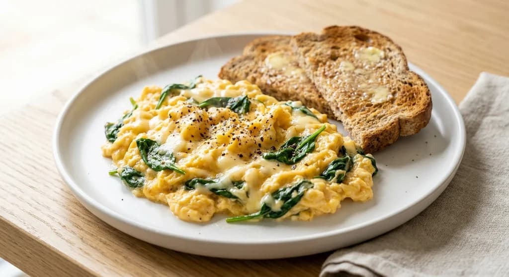 Spinach, Egg & Cheese Breakfast Scramble