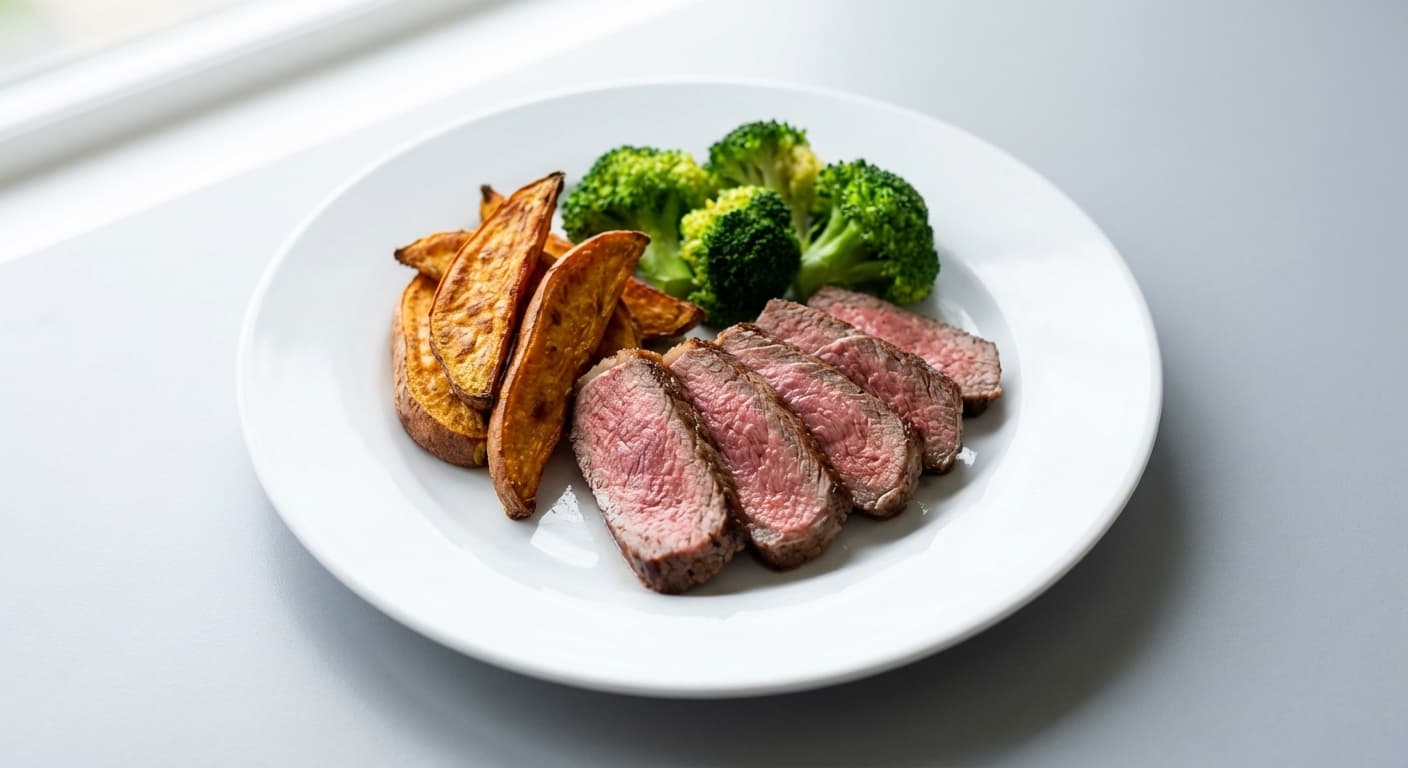 Steak & Crispy Sweet Potato Wedges