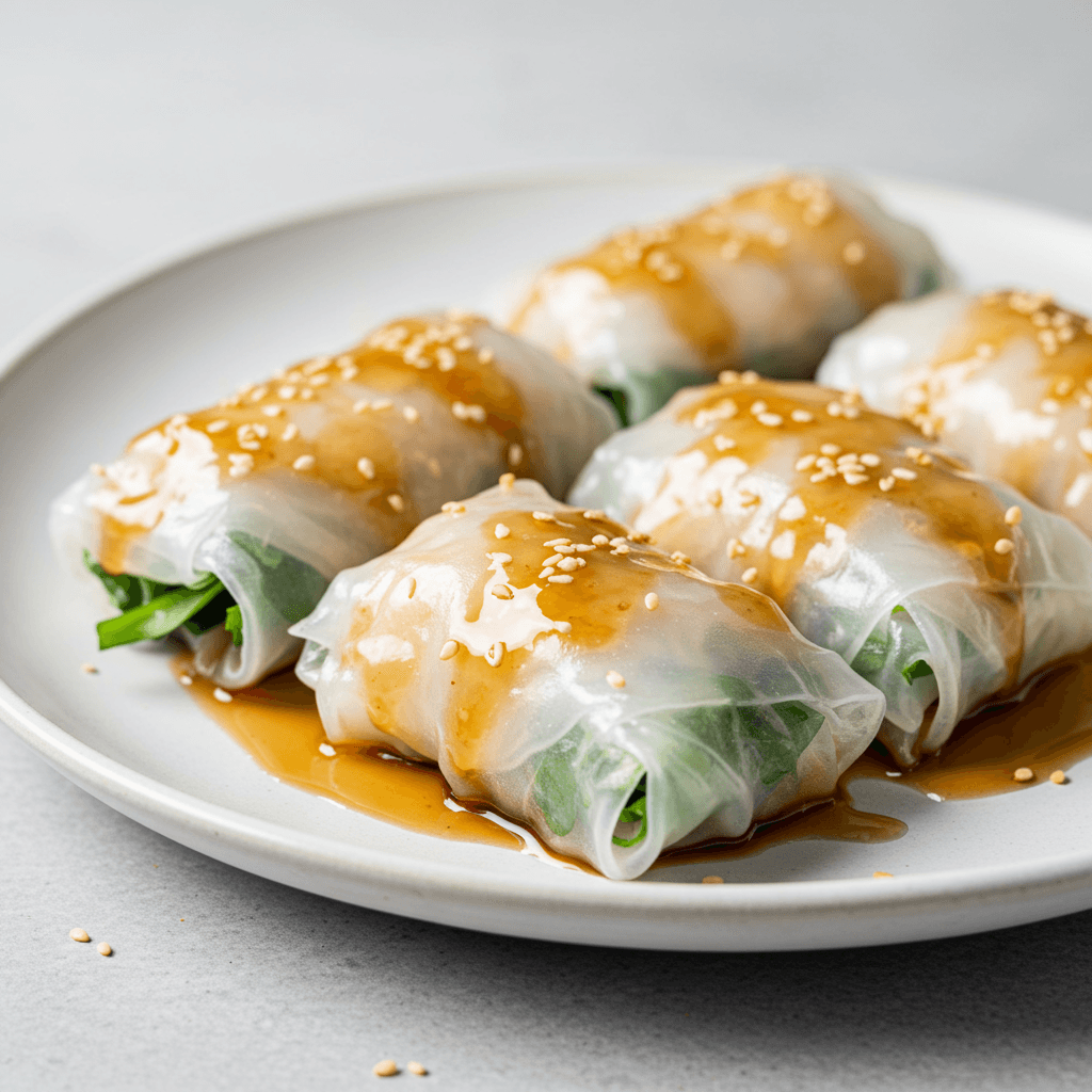 Sticky Honey Soy Rice Paper Rolls