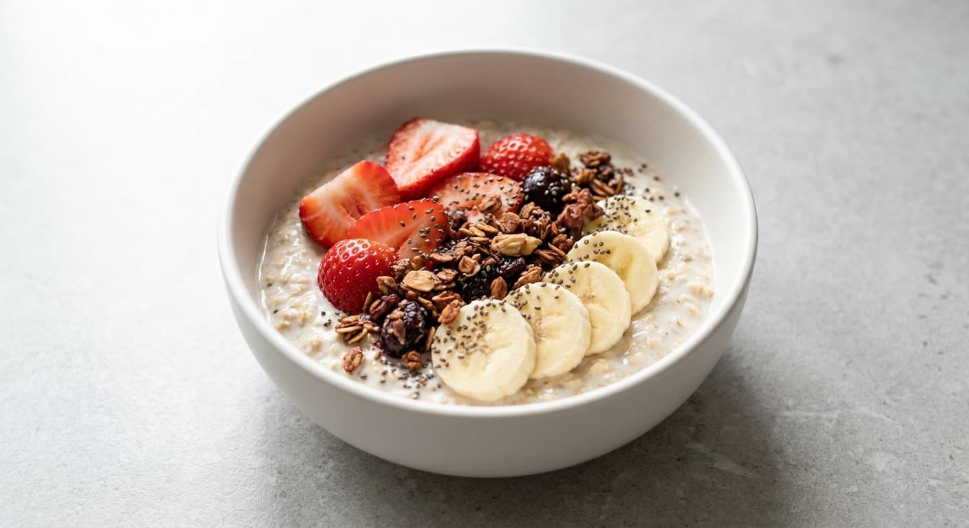 Strawberry & Banana Overnight Oats with Low Sugar Granola