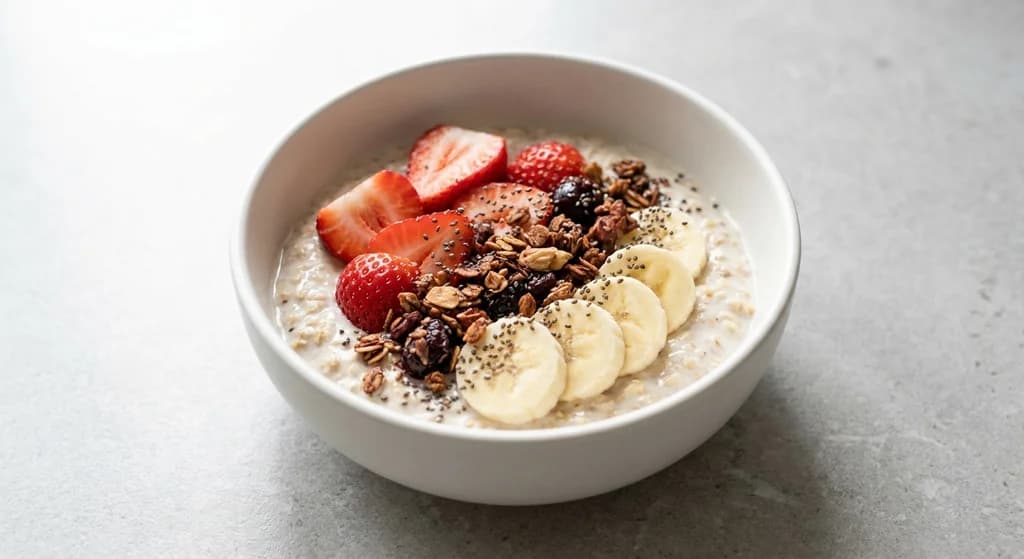 Strawberry & Banana Overnight Oats with Low Sugar Granola