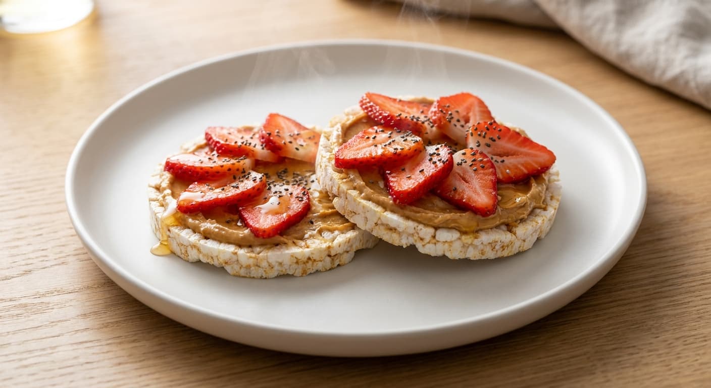 Strawberry Peanut Butter Rice Cakes