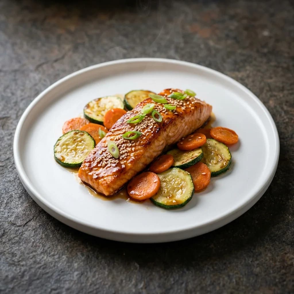 Teriyaki Salmon with Zucchini and Carrot