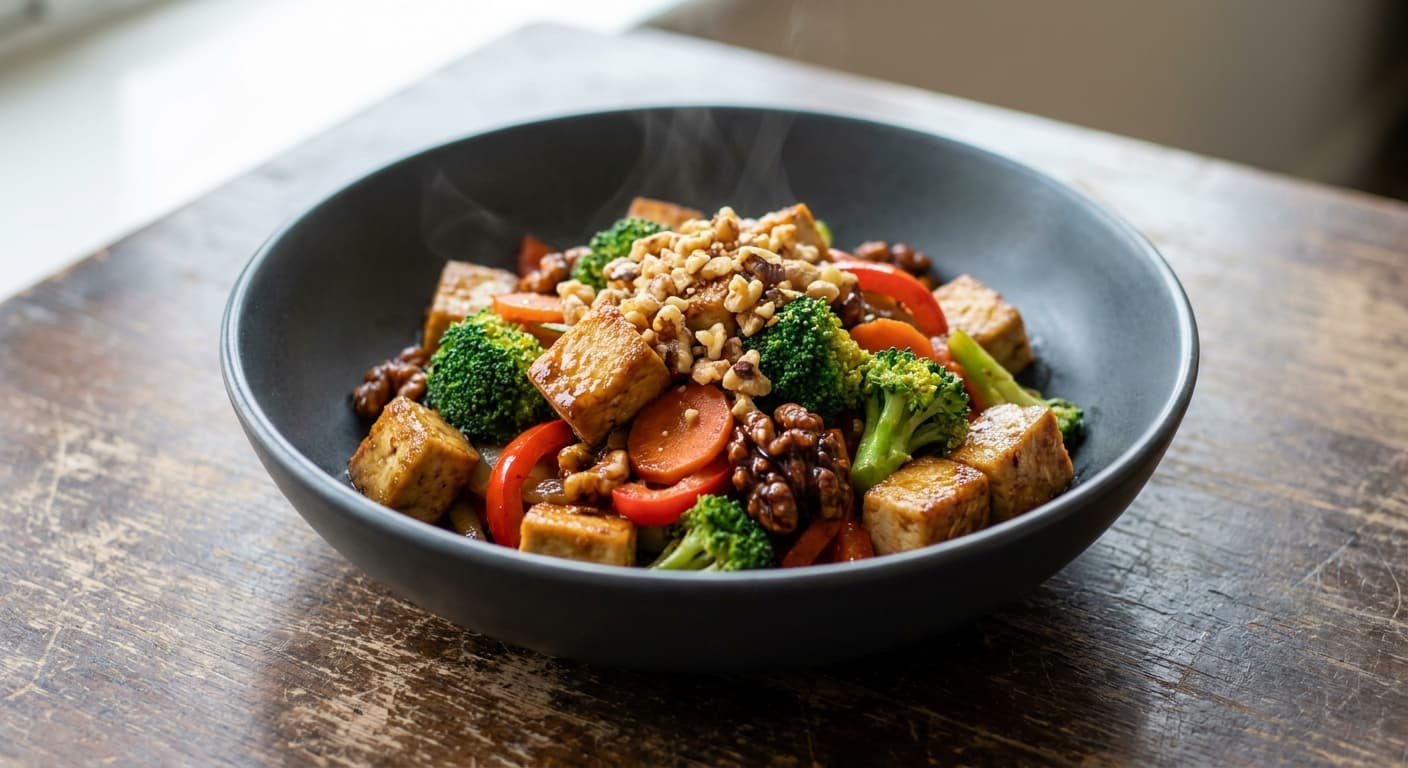 Tofu, Walnut & Vegetable Stir-Fry