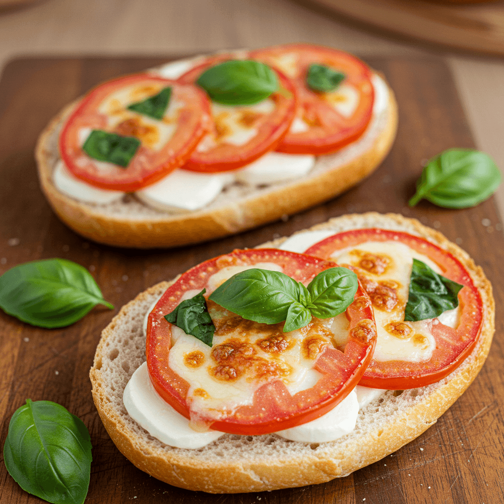 Tomato, Basil and Mozzarella Turkish Rolls
