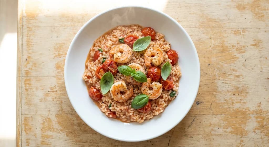 Tomato Basil Shrimp Risotto