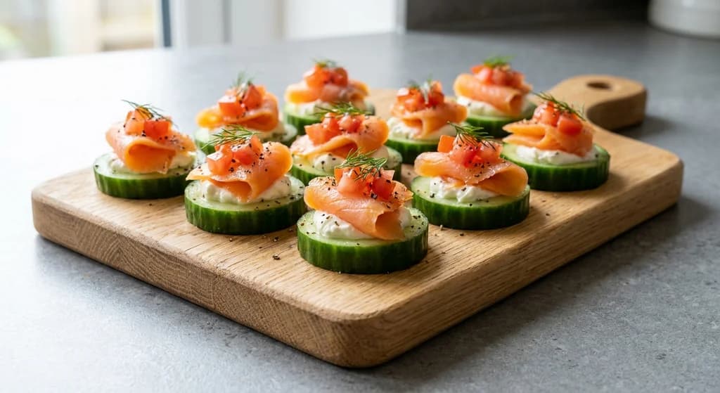 Tomato & Smoked Salmon Cucumber Bites