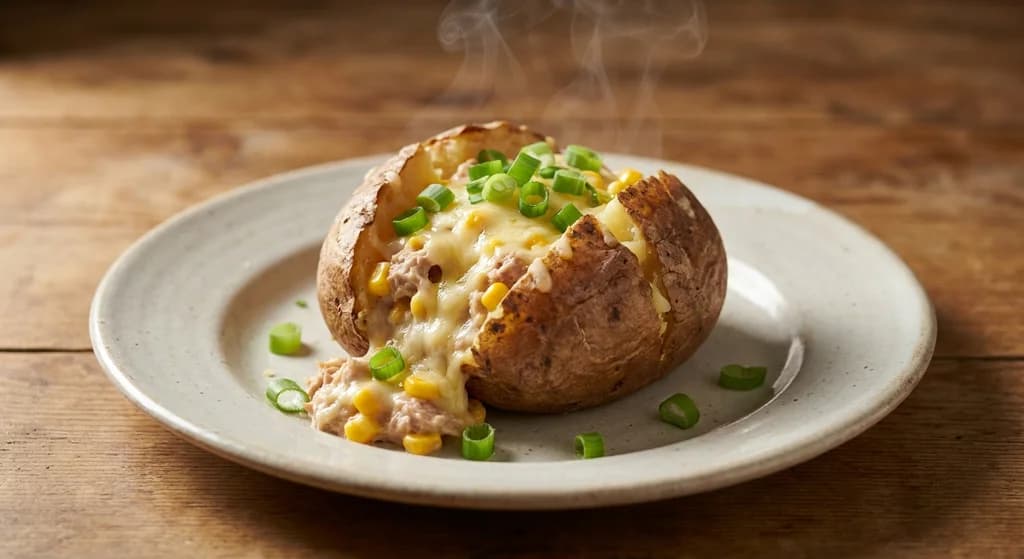 Tuna Melt Stuffed Potato with Sweet Corn