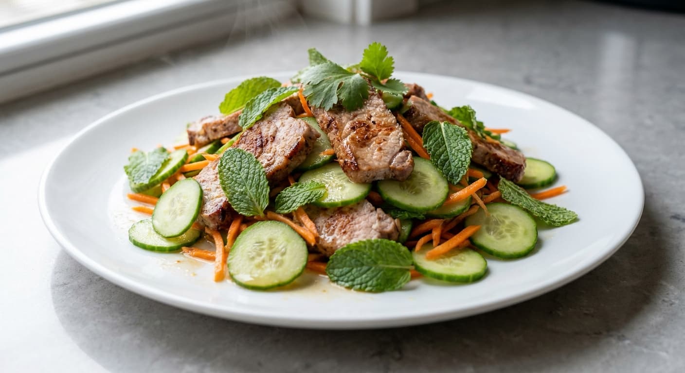 Vietnamese Pork with Cucumber and Mint Salad