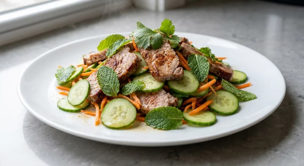 Vietnamese Pork with Cucumber and Mint Salad