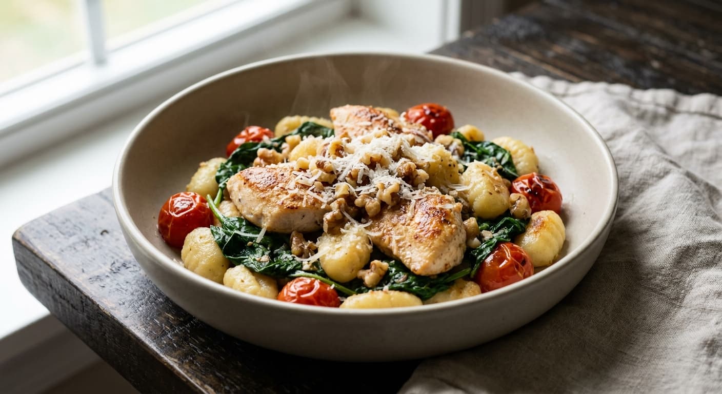 Walnut & Spinach Gnocchi with Chicken