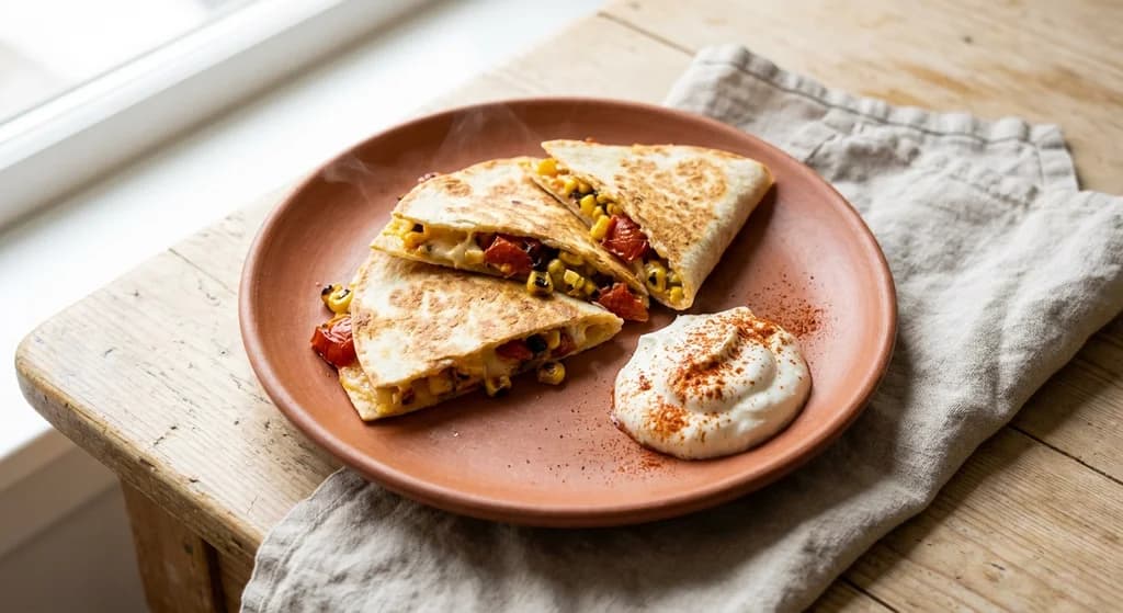 Warm Tomato & Corn Quesadilla