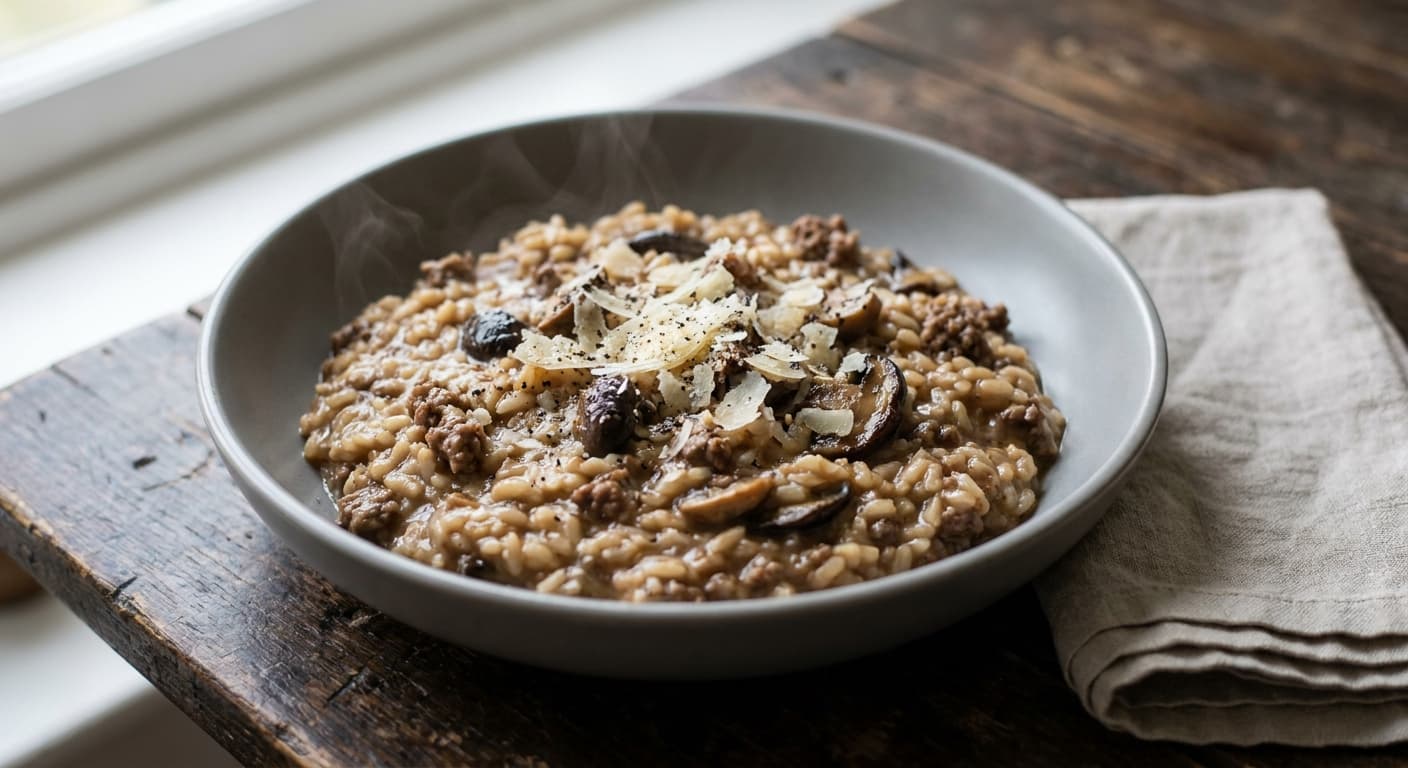 Mushroom & Beef Risotto