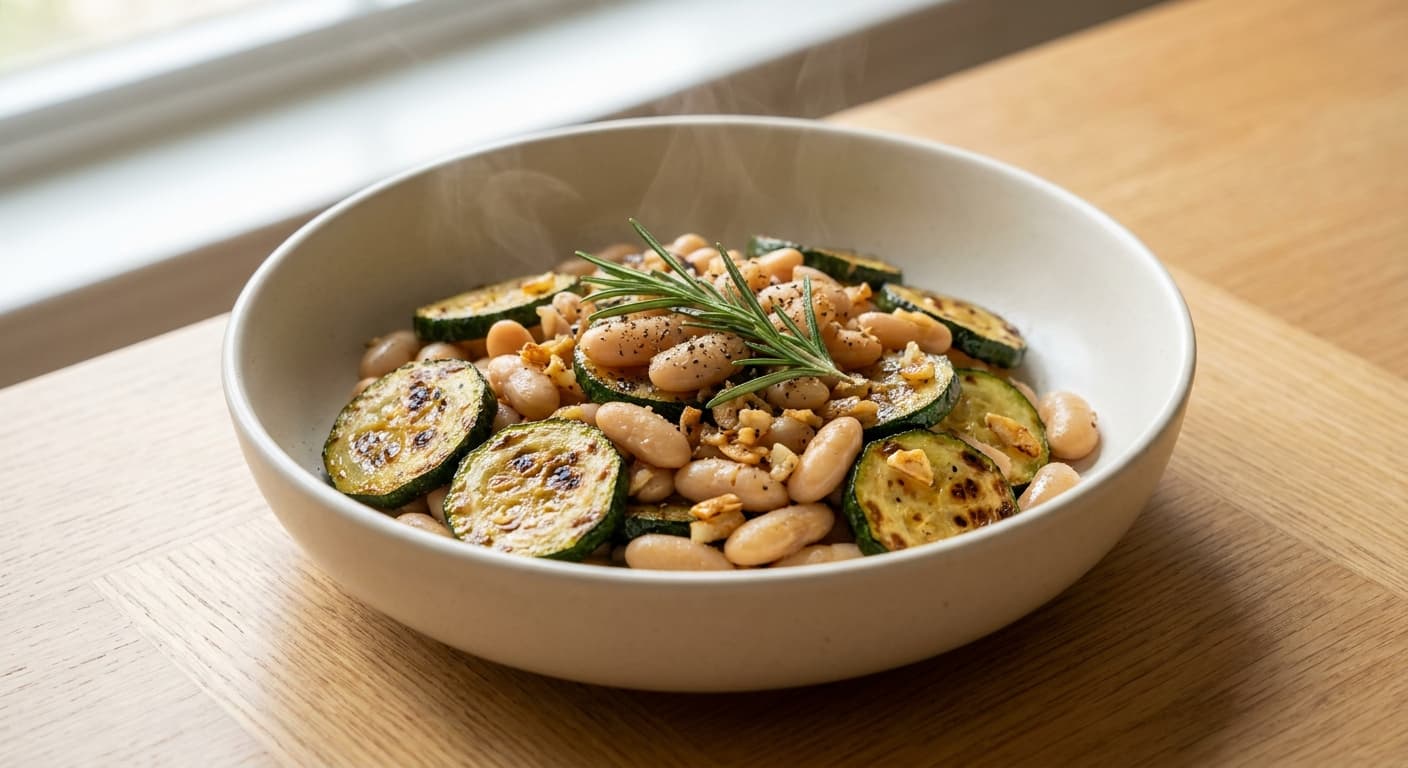 Zucchini with White Beans and Rosemary